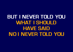 BUT I NEVER TOLD YOU
WHAT I SHOULD
HAVE SAID
NUI NEVER TOLD YOU