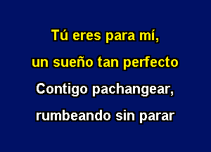 Tu eres para mi,
un suerio tan perfecto

Contigo pachangear,

rumbeando sin parar