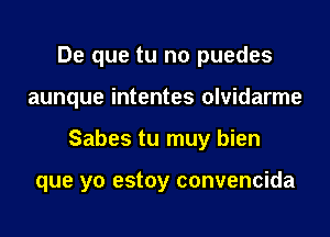 De que tu no puedes
aunque intentes olvidarme
Sabes tu muy bien

que yo estoy convencida