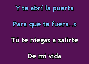 Y te abri la puerta

Para que te fuera. .5

Tu te niegas a salirte

De mi Vida