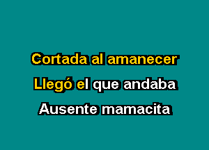 Cortada al amanecer

Llegb el que andaba

Ausente mamacita