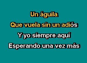 Un aguila

Que vuela sin un adids
Y yo siempre aqui

Esperando una vez mas