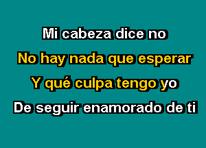 Mi cabeza dice no
No hay nada que esperar
Y qugz culpa tengo yo

De seguir enamorado de ti