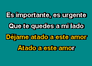 Es importante, es urgente
Que te quedes a mi lado
Dgzjame atado a este amor

Atado a este amor