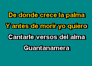 De donde crece la palma
Y antes de morir yo quiero
Cantarle versos del alma

Guantanamera