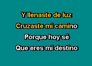 Y llenaste de luz

Cruzaste mi camino

Porque hoy sc'e

Que eres mi destino