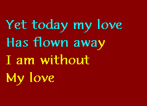 Yet today my love
Has flown away

I am without
My love