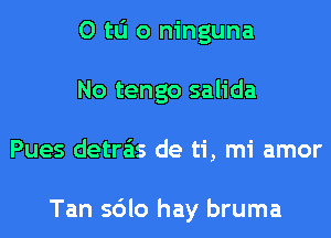 0 t0 0 ninguna
No tengo salida
Pues detra'as de ti, mi amor

Tan sdlo hay bruma