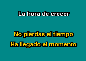 La hora de crecer

No pierdas el tiempo

Ha llegado el momento
