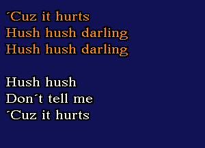 'Cuz it hurts
Hush hush darling
Hush hush darling

Hush hush
Don't tell me
'Cuz it hurts
