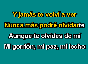 Y jamas te volvi a ver
Nunca mas podrgz olvidarte
Aunque te olvides de mi

Mi gorric'm, mi paz, mi lecho