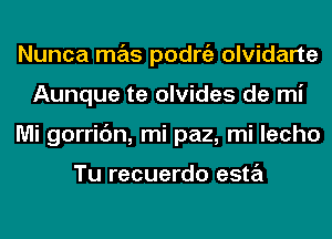 Nunca mas podrgz olvidarte
Aunque te olvides de mi
Mi gorric'm, mi paz, mi lecho

Tu recuerdo esta