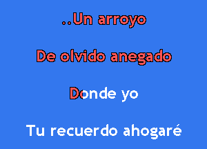 ..Un arroyo

De olvido anegado

Donde yo

Tu recuerdo ahogarsi