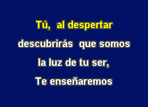 Tu, al despertar

descubriras que somos

la luz de tu ser,

Te enseriaremos