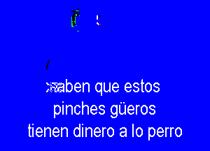 mben que estos
pinches gUeros
tienen dinero a lo perro