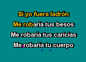 Si yo fuera ladrdn

Me robaria tus besos
Me robaria tus caricias

Me robaria tu cuerpo