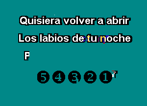 Quisiera volver a abrir

Los labios de tu noche
F