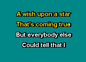 A wish upon a star

That's coming true

But everybody else
Could tell that l