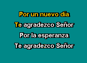 Por un nuevo dia

Te agradezco Sefmr

Por la esperanza

Te agradezco Sefior