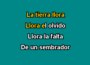 La tierra llora
Llora el olvido

Llora la falta

De un sembrador