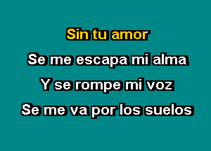 Sin tu amor
Se me escapa mi alma

Y se rompe mi voz

Se me va por Ios suelos