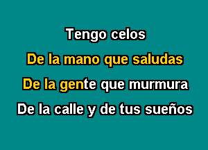 Tengo celos
De la mano que saludas
De la gente que murmura

De la calle y de tus suefms