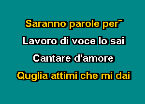 Saranno parole per
Lavoro di voce lo sai

Cantare d'amore

nglia attimi che mi dai