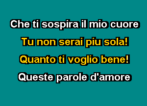 Che ti sospira il mio cuore
Tu non serai piu sola!
Quanto ti voglio bene!

Queste parole d'amore