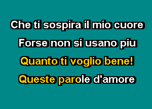 Che ti sospira il mio cuore
Forse non si usano piu
Quanto ti voglio bene!

Queste parole d'amore