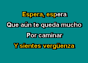 Espera, espera

Que at'Jn te queda mucho

Por caminar

Y sientes vergijenza