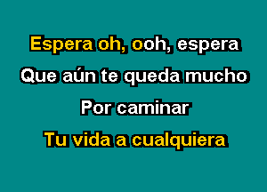 Espera oh, ooh, espera

Que at'Jn te queda mucho

Por caminar

Tu vida a cualquiera