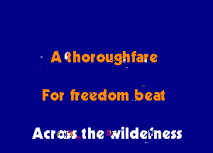 - AQhoroughfare

For freedom beat

Acrm the wildqmess