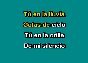 TL'J en la lluvia

Gotas de cielo
Tl'J en la orilla

De mi silencio