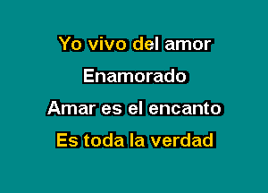 Yo vivo del amor

Enamorado

Amar es el encanto

Es toda la verdad