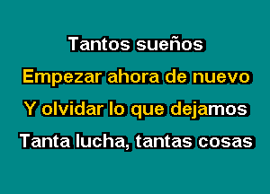 Tantos suefms
Empezar ahora de nuevo
Y olvidar lo que dejamos

Tanta lucha, tantas cosas