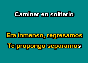 Caminar en solitario

Era inmenso, regresamos

Te propongo separarnos