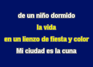 de un nirio dormido

la vida

en un lienzo de fiesta y color

Mi ciudad es la cuna