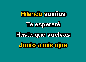 Hilando suerios
Te esperarie

Hasta que vuelvas

Junto a mis ojos