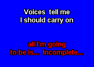 Voices tell me
I should carry on