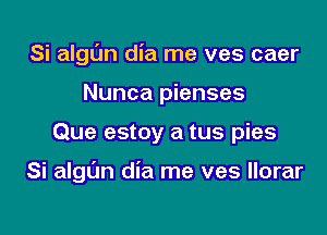 Si algL'In dia me ves caer
Nunca pienses

Que estoy a tus pies

Si algl'm dia me ves Ilorar