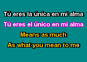 Tl'J eres la (mica en mi alma
Tl'J eres el Onico en mi alma
Means as much

As what you mean to me