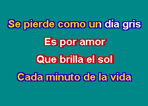 Se pierde como un dia gris

Es por amor
Que brilla el sol

Cada minuto de la vida