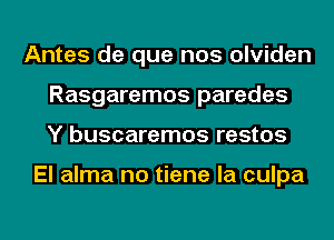 Antes de que nos olviden
Rasgaremos parades
Y buscaremos restos

El alma no tiene la culpa