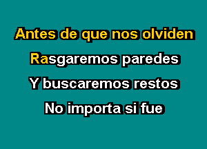 Antes de que nos olviden
Rasgaremos parades
Y buscaremos restos

No importa si fue