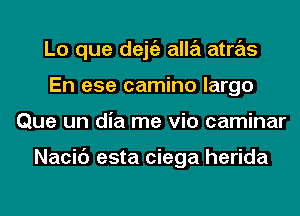 Lo que dejgz alla atras
En ese camino largo
Que un dia me via caminar

Nacic') esta ciega herida