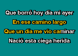 Que borrc') hoy dia mi ayer
En ese camino largo
Que un dia me via caminar

Nacic') esta ciega herida