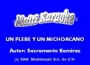 UN PLEBE Y UN MICHOACANO

Anion Sacramento Ramirez

(c) 2006 Multinlusic SA. de C.V.