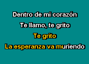 Dentro de mi corazc'm

Te Ilamo, te grito

Te grito

La esperanza va muriendo