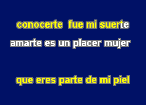 conocerte fue mi suerte

amarte es un placer mujer

que eres parte de mi piel