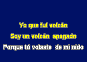 Yo que fui volcan

Soy un volcan apagado

Porque tu volaste de mi nido